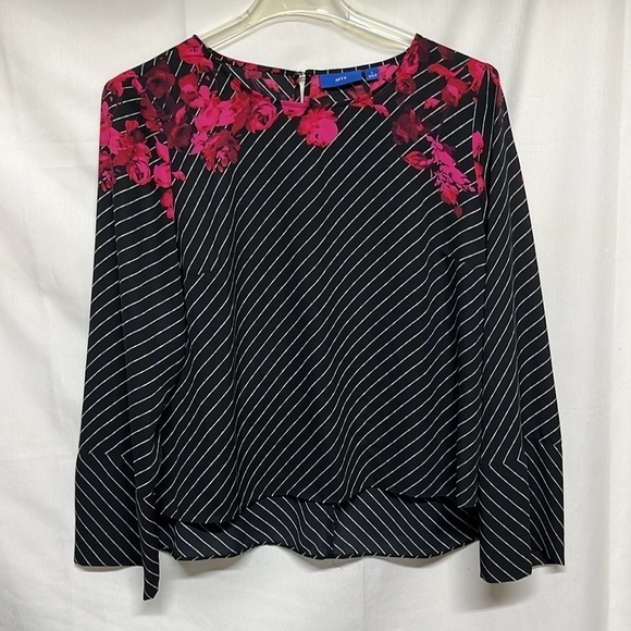 Apt.9 Blouse Hi -Low Floral Stripes Top ✝️ - Picture 1 of 11
